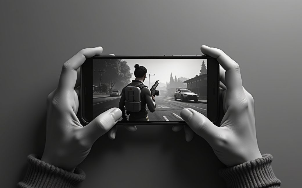 Smartphone showing a console-style game in action on the mobile display.