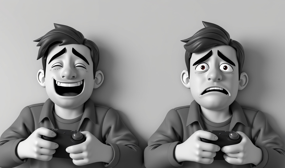 Two players have opposite reactions to the same video game joke.